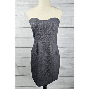 BCBGeneration Textured Pleat Back Strapless Mini Dress Grey Size 4